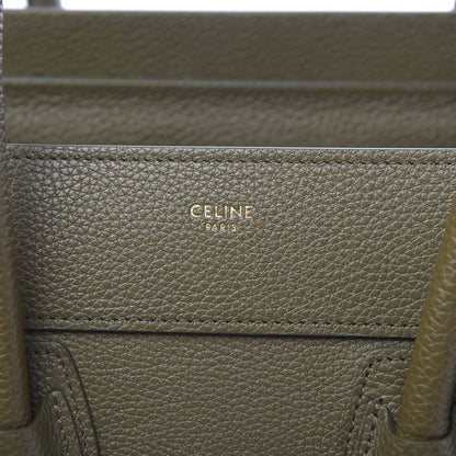 Celine Drummed Calfskin Micro Luggage Dark Olive 8 of 11