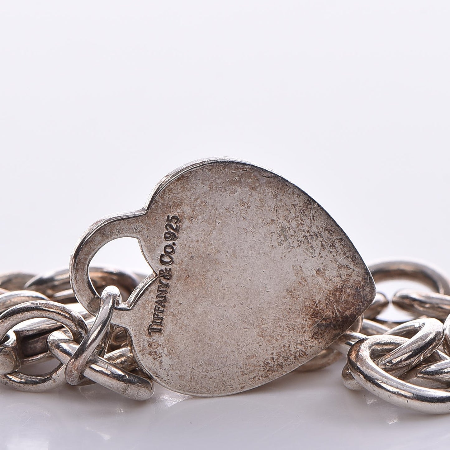 Sterling Silver Heart Tag Charm Bracelet