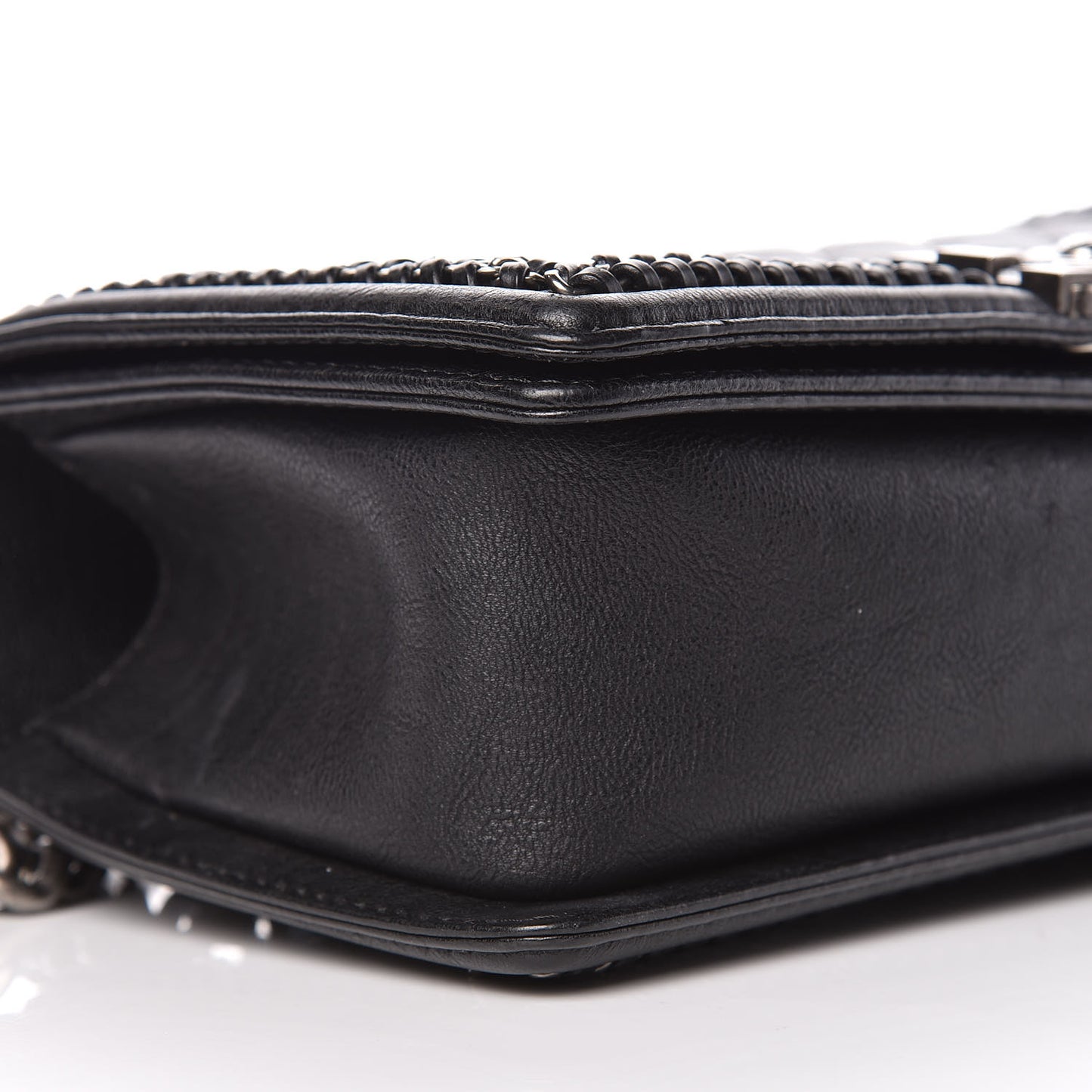 Calfskin Quilted Medium Boy Top Handle Flap Black