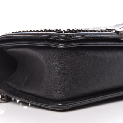 Chanel Calfskin Quilted Medium Boy Top Handle Flap Black 10 of 12
