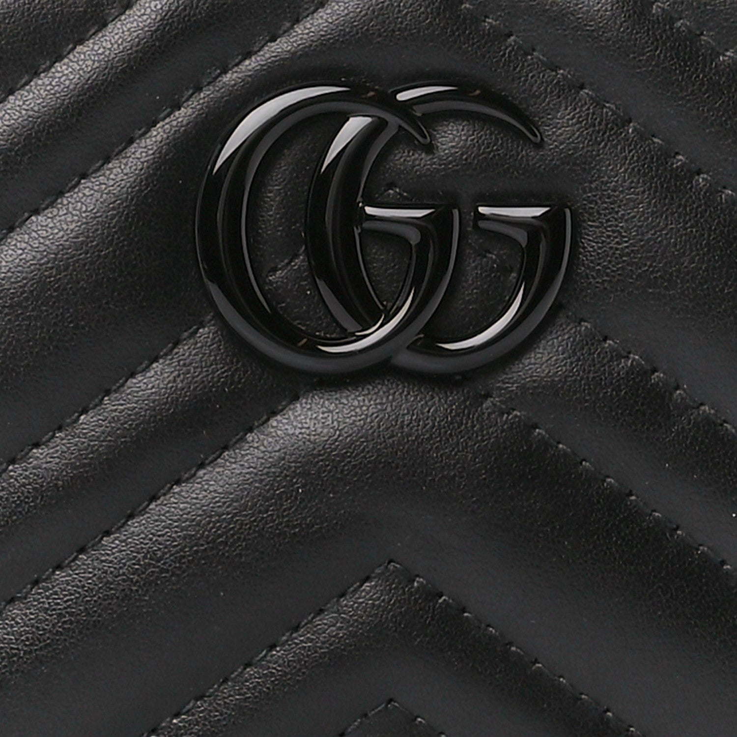 Gucci Calfskin Matelasse Monochrome Mini GG Marmont Chain Shoulder Bag Black 9 of 11