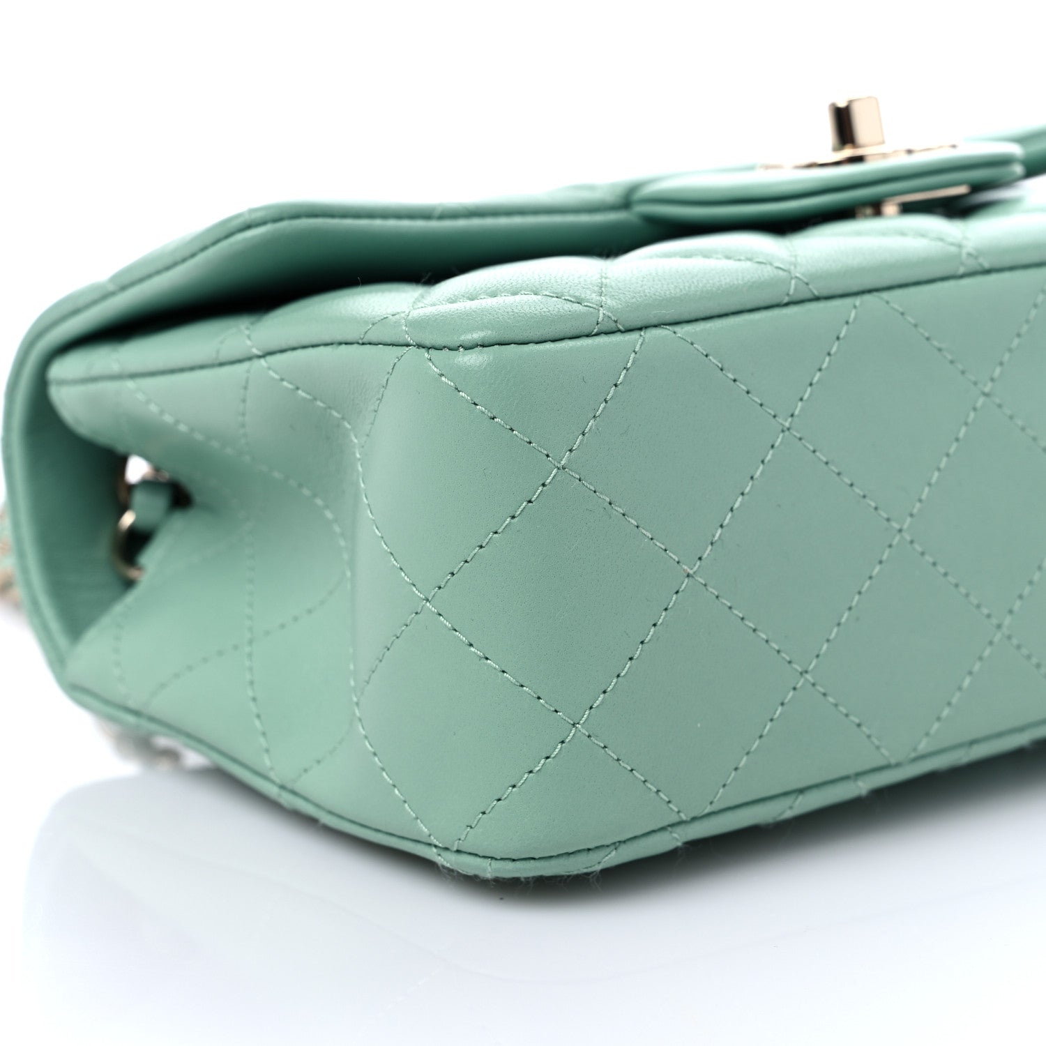 Chanel Lambskin Quilted Mini Rectangular Flap Light Green 8 of 9
