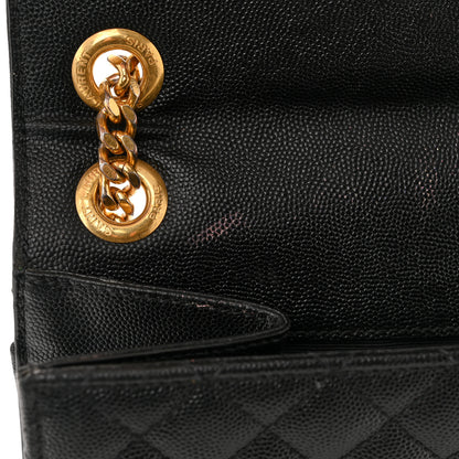 Saint Laurent Grain De Poudre Textured Mixed Matelasse Large Triquilt Monogram Satchel Black 11 of 16