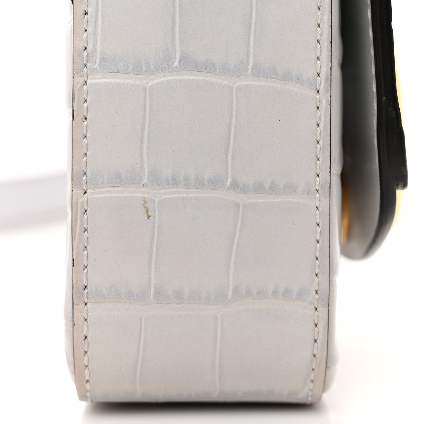 Crocodile Embossed Calfskin Mini C Double Carry Stormy Grey
