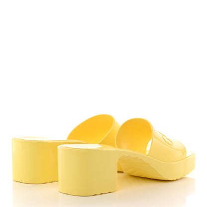 Gucci Rubber Gucci Logo Womens Platform 20/60mm Slide Sandals 36 Banana 4 of 13