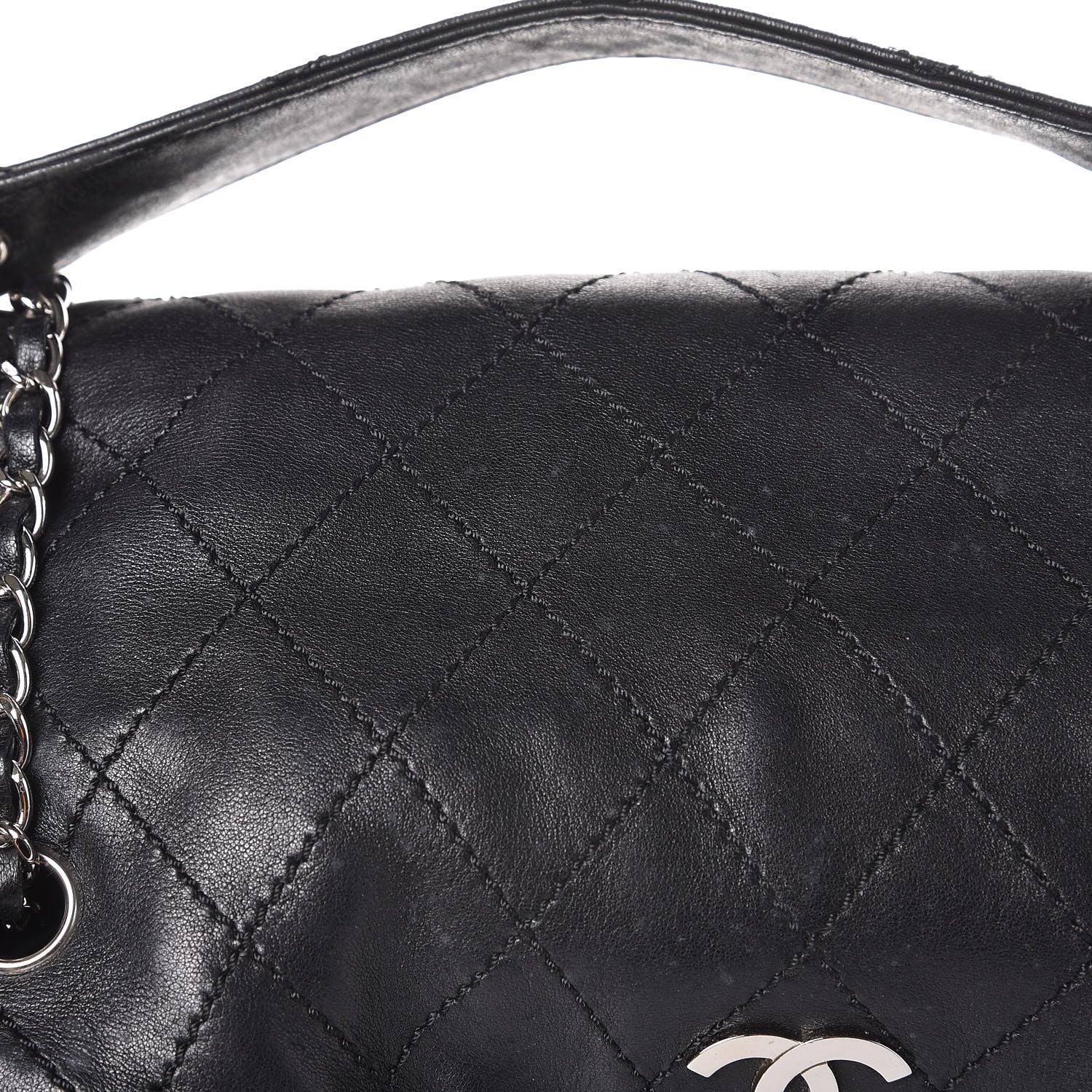 Chanel Lambskin Stitched Accordion Tote Black 10 of 10