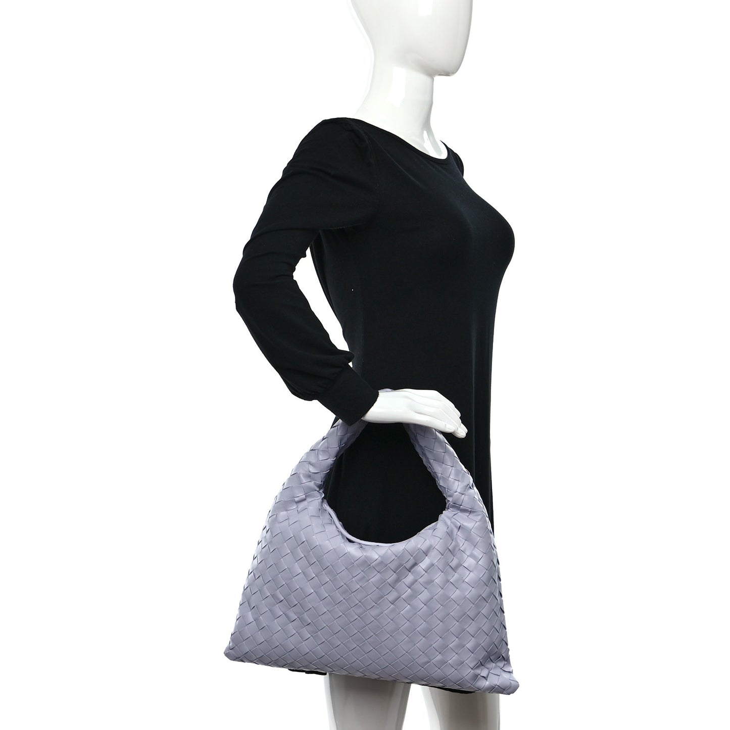 Calfskin Intrecciato Small Hop Oyster Lilac