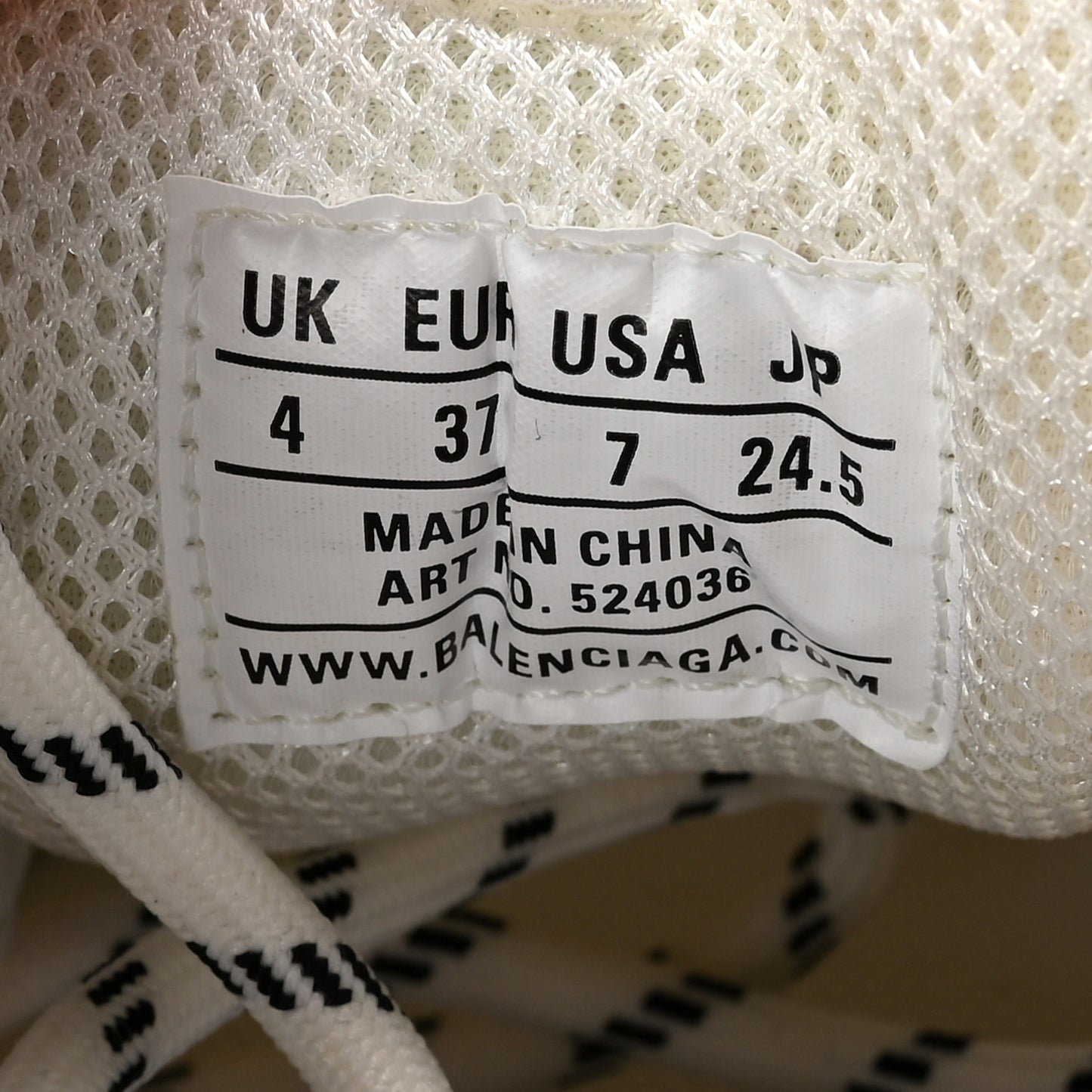 Fabric Mesh Womens Triple S Sneakers 37 White