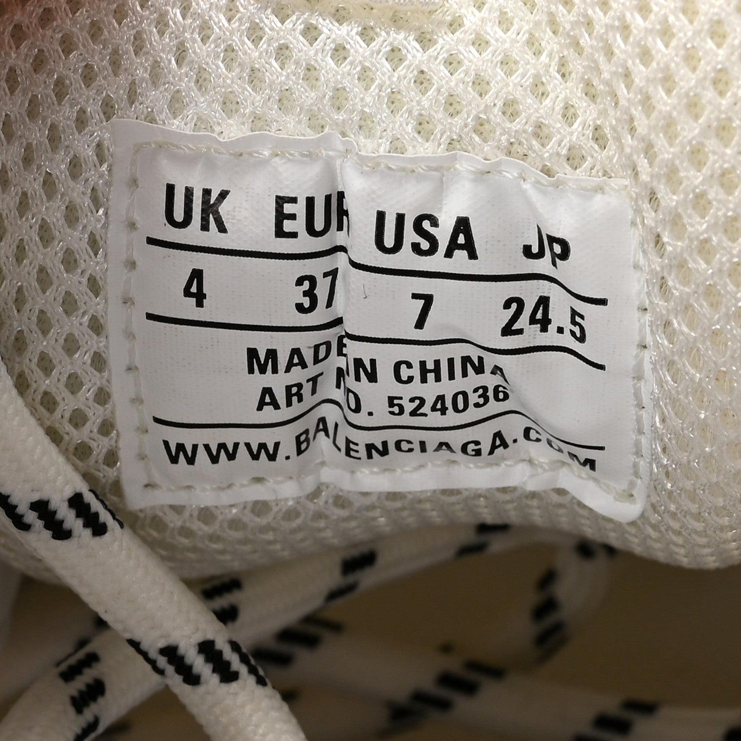 Balenciaga Fabric Mesh Womens Triple S Sneakers 37 White 9 of 9