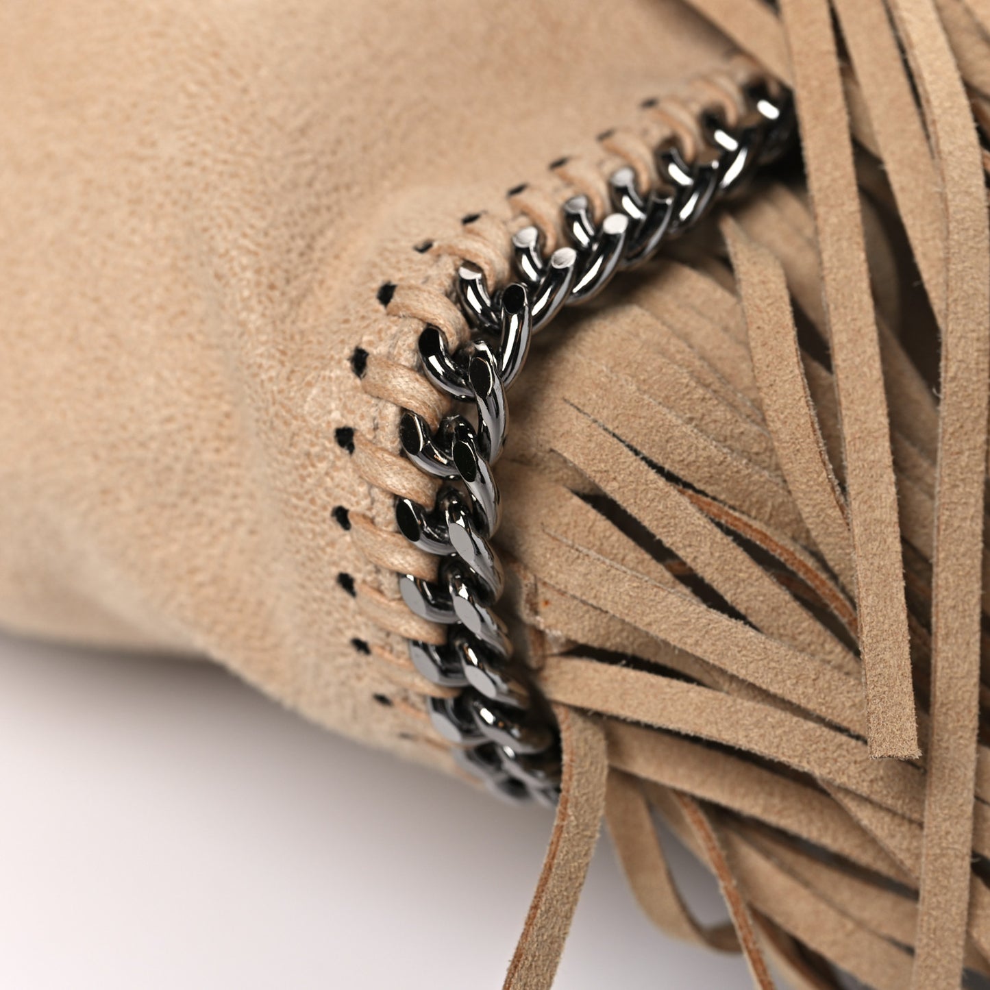 Shaggy Deer Fringe Tiny Falabella Tote Powder