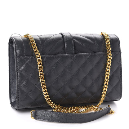Saint Laurent Grain De Poudre Textured Mixed Matelasse Triquilt Small Monogram Satchel Dark Smoke 3 of 10