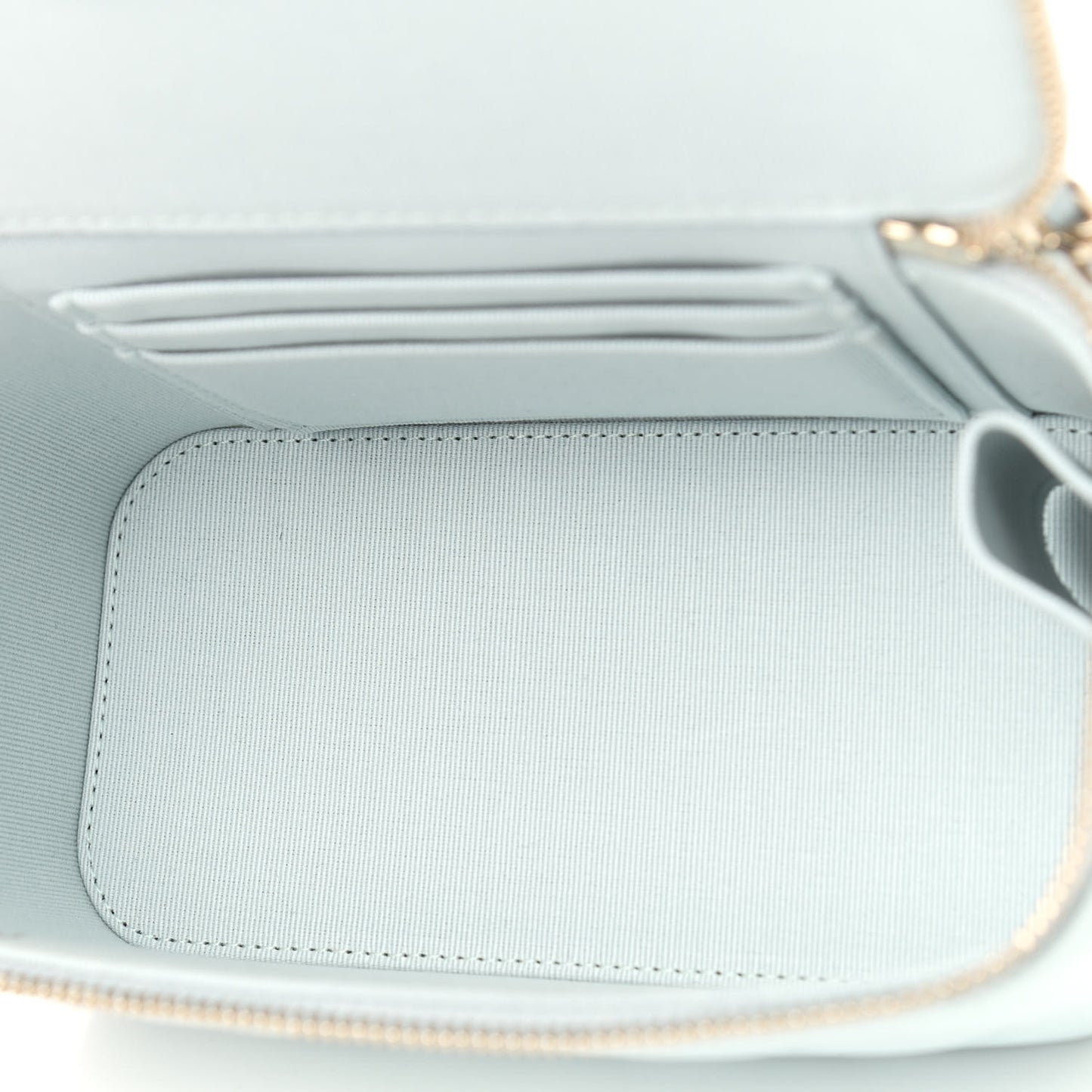 Lambskin Quilted Small Top Handle Vanity Case With Chain Light Blue