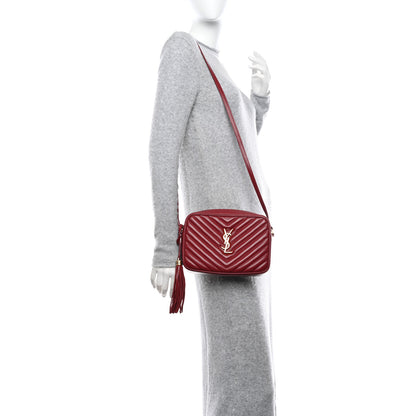 Saint Laurent Calfskin Matelasse Monogram Lou Camera Bag Red 2 of 10