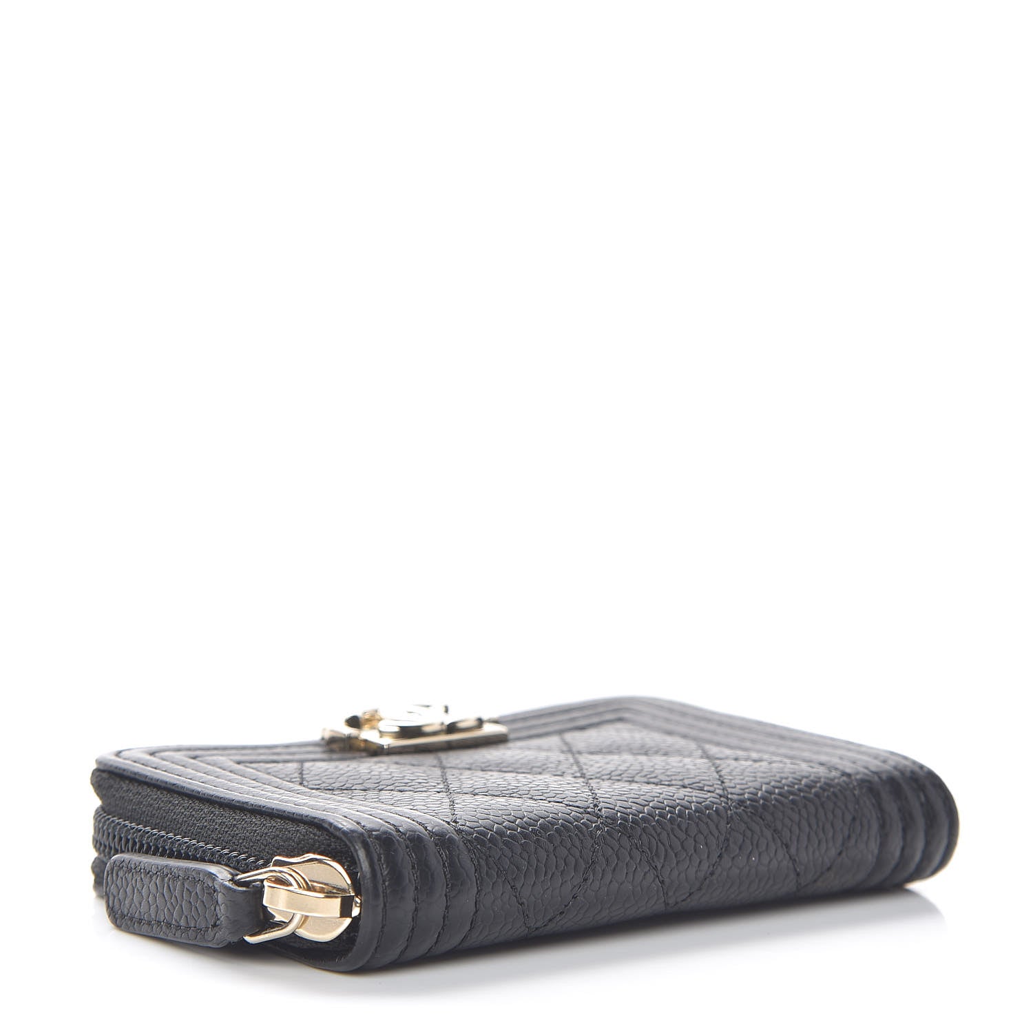 Chanel Caviar Quilted Boy Zip Around Coin Purse Wallet Black 4 of 7