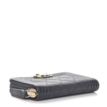 Chanel Caviar Quilted Boy Zip Around Coin Purse Wallet Black 4 of 7