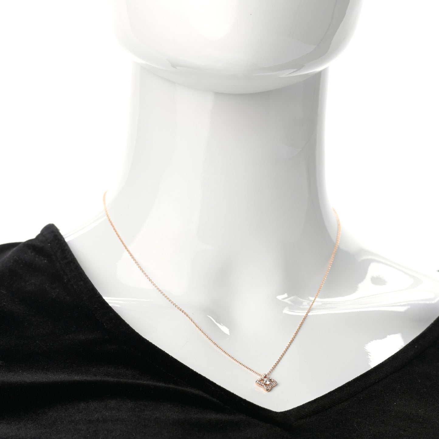 18K Yellow Gold Diamond Venetian Quatrefoil Pendant Necklace