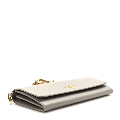 Prada Saffiano Metal Oro Chain Wallet Argilla 4 of 9