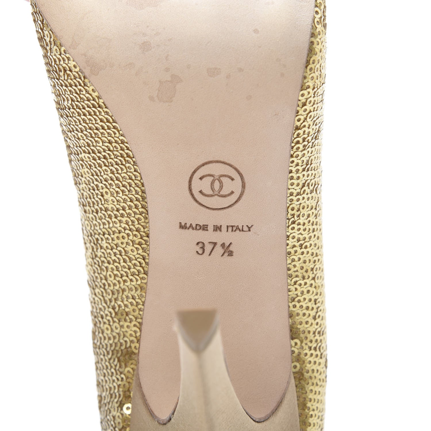 Chanel Sequin Pumps 37.5 Gold 7 of 12