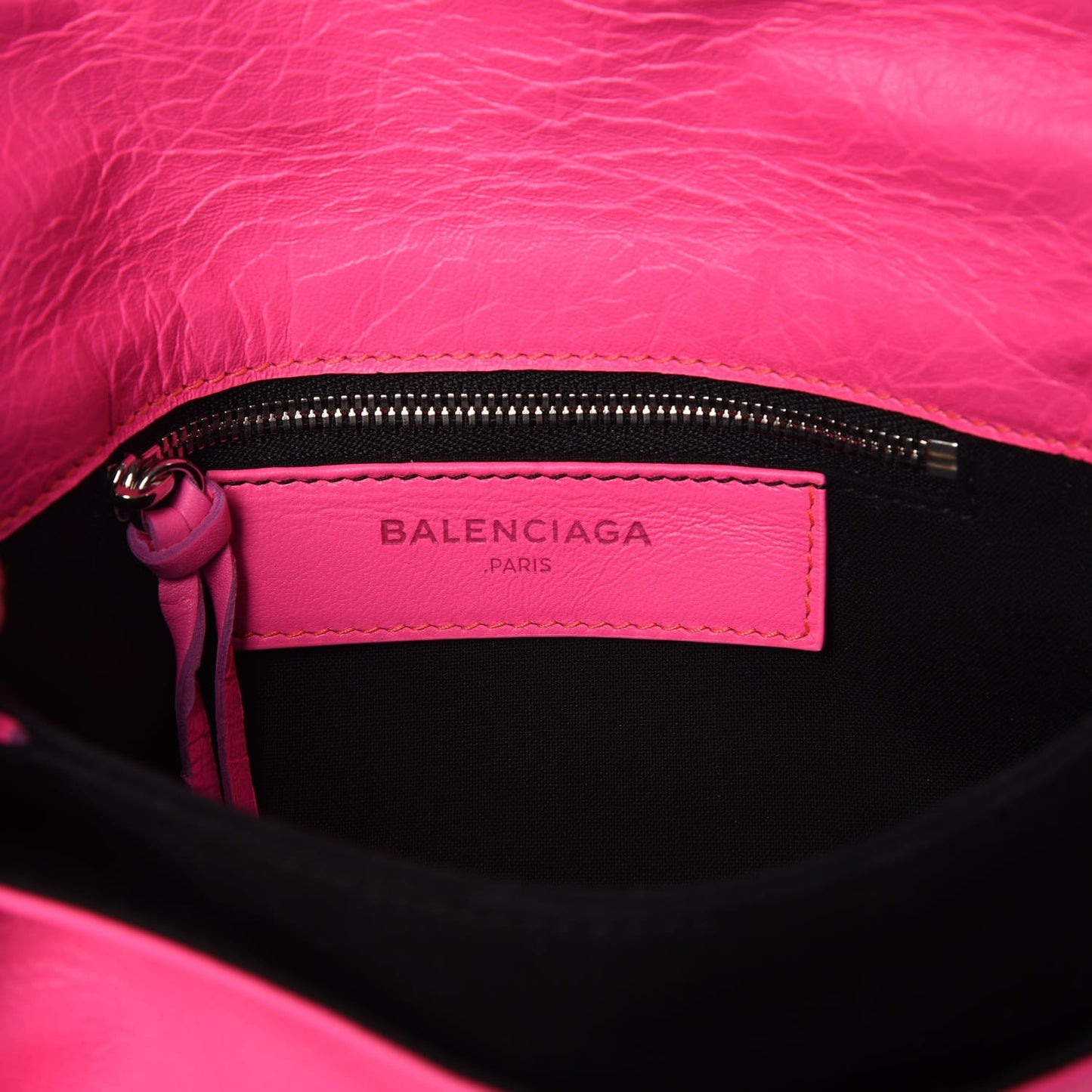 Agneau Classic Silver Hardware Mini Envelope Strap Clutch Rose Fluo