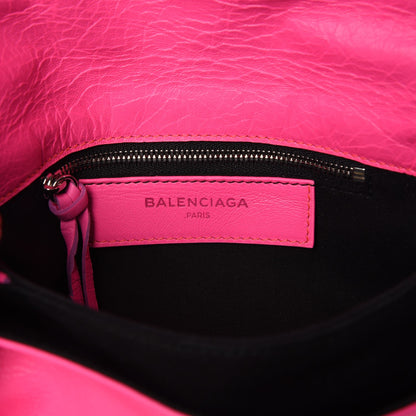Balenciaga Agneau Classic Silver Hardware Mini Envelope Strap Clutch Rose Fluo 5 of 8