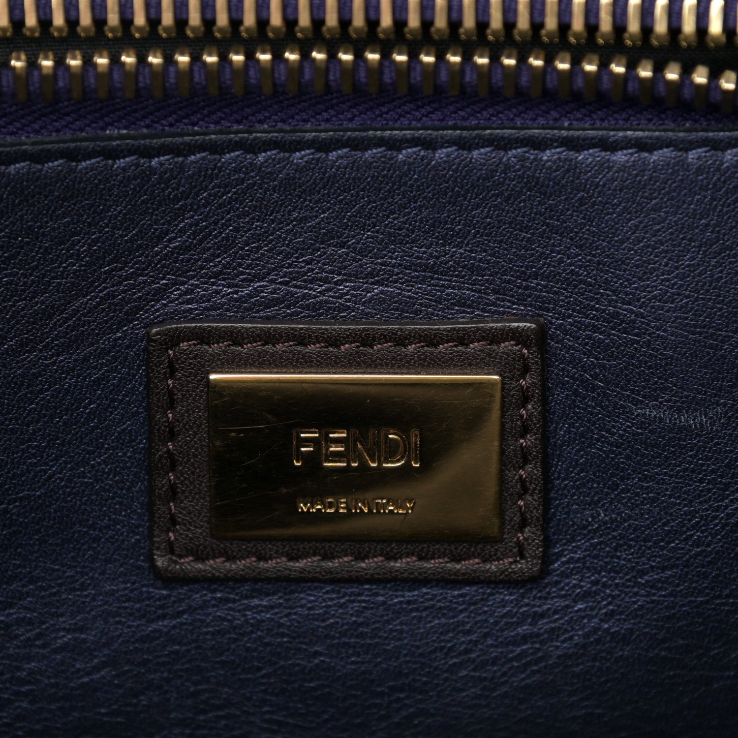 Fendi Vitello Dolce Marmol Large Peekaboo Iconic Satchel Ebano Blu Scuro 7 of 16