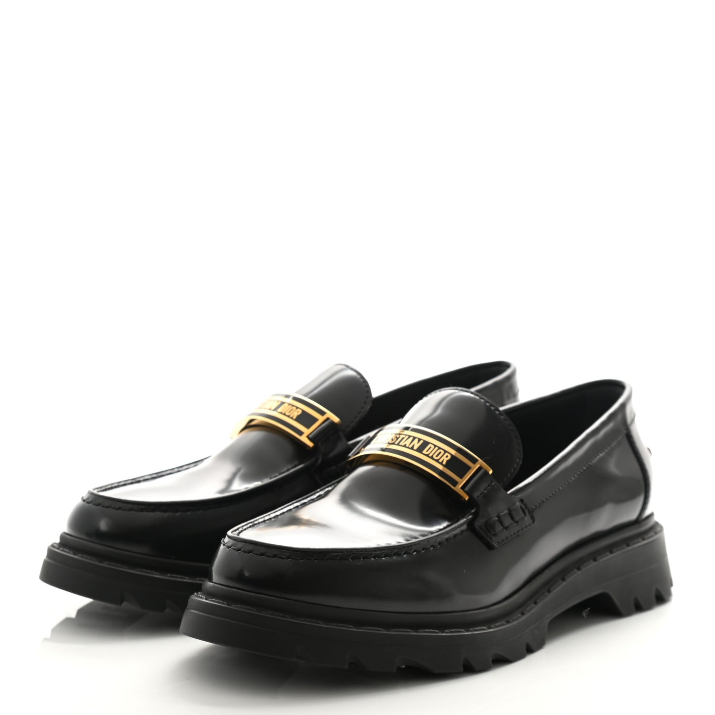 Brushed Calfskin Dior Code Lug Sole 15mm Loafers 38.5 Black