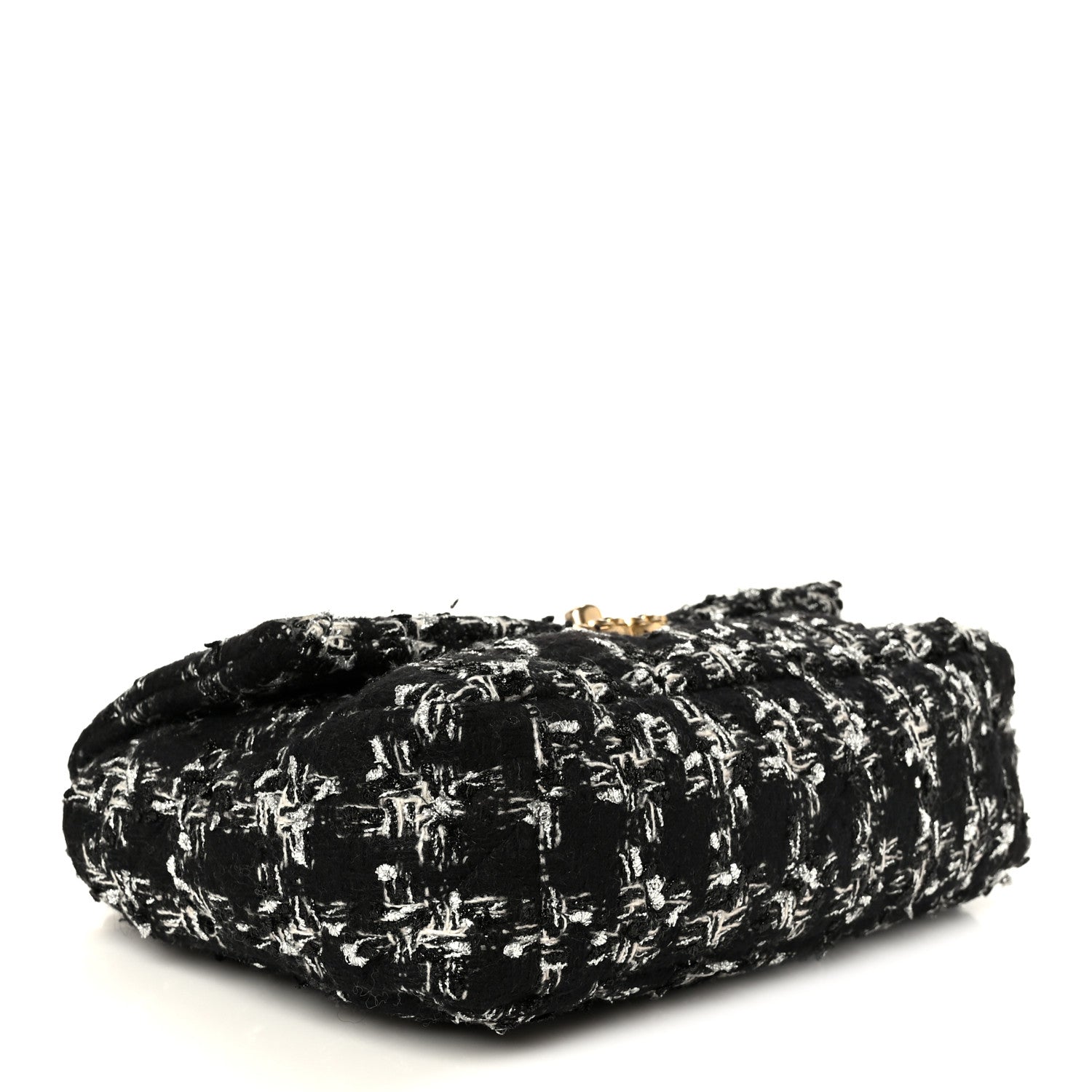 Chanel Tweed Quilted Medium Chanel 19 Flap Black Silver Ecru 4 of 10