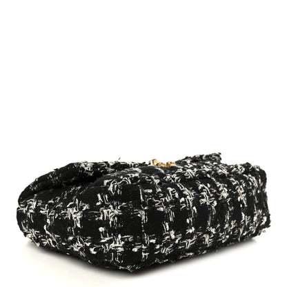 Chanel Tweed Quilted Medium Chanel 19 Flap Black Silver Ecru 4 of 10