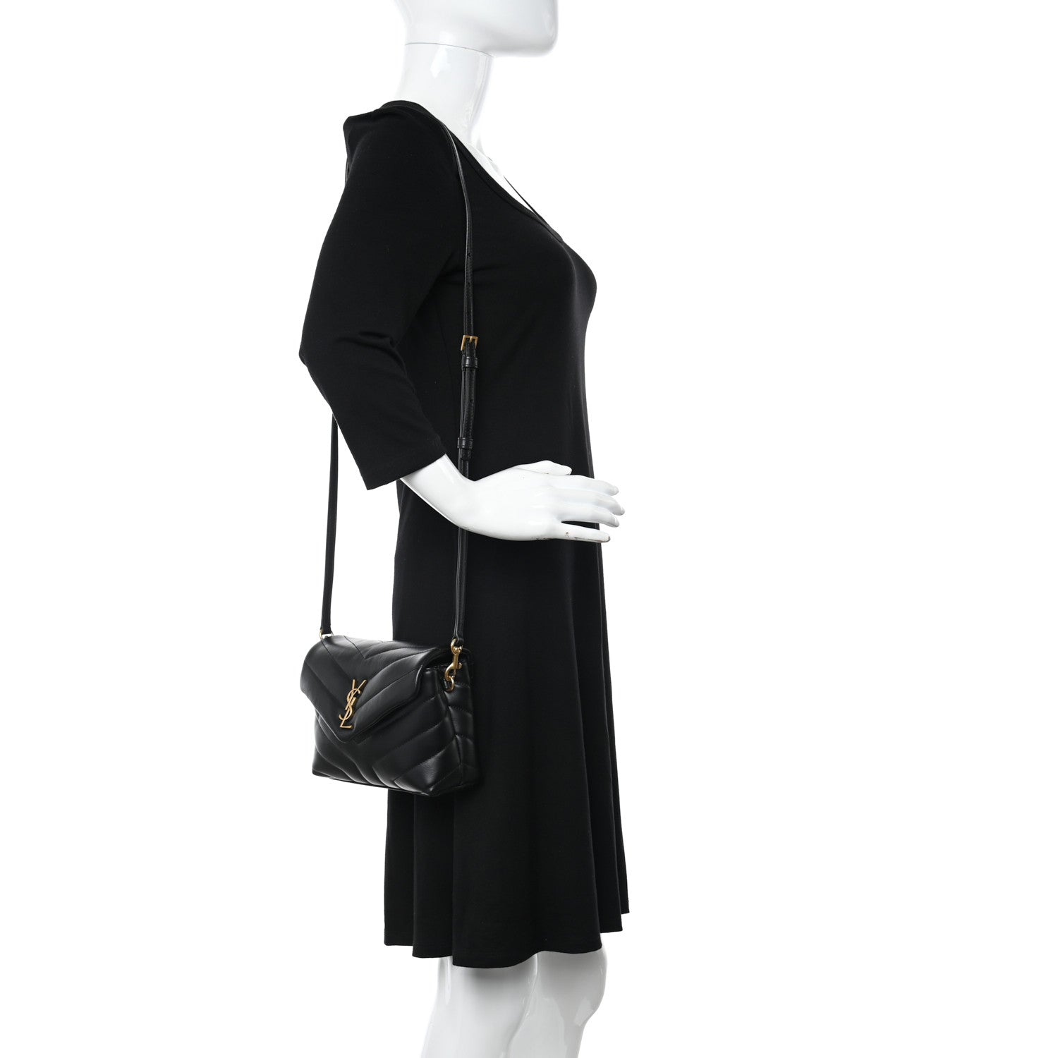 Saint Laurent Calfskin Y Quilted Monogram Toy Loulou Crossbody Bag Black 2 of 11