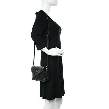 Saint Laurent Calfskin Y Quilted Monogram Toy Loulou Crossbody Bag Black 2 of 11