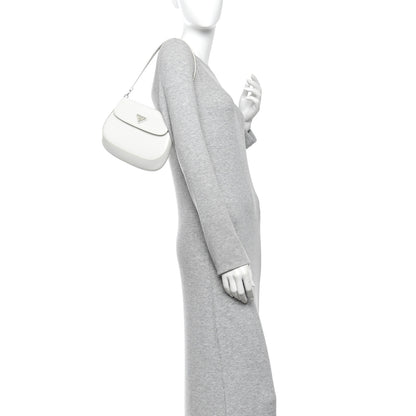 Prada Spazzolato Cleo Flap Shoulder Bag White 1 of 12