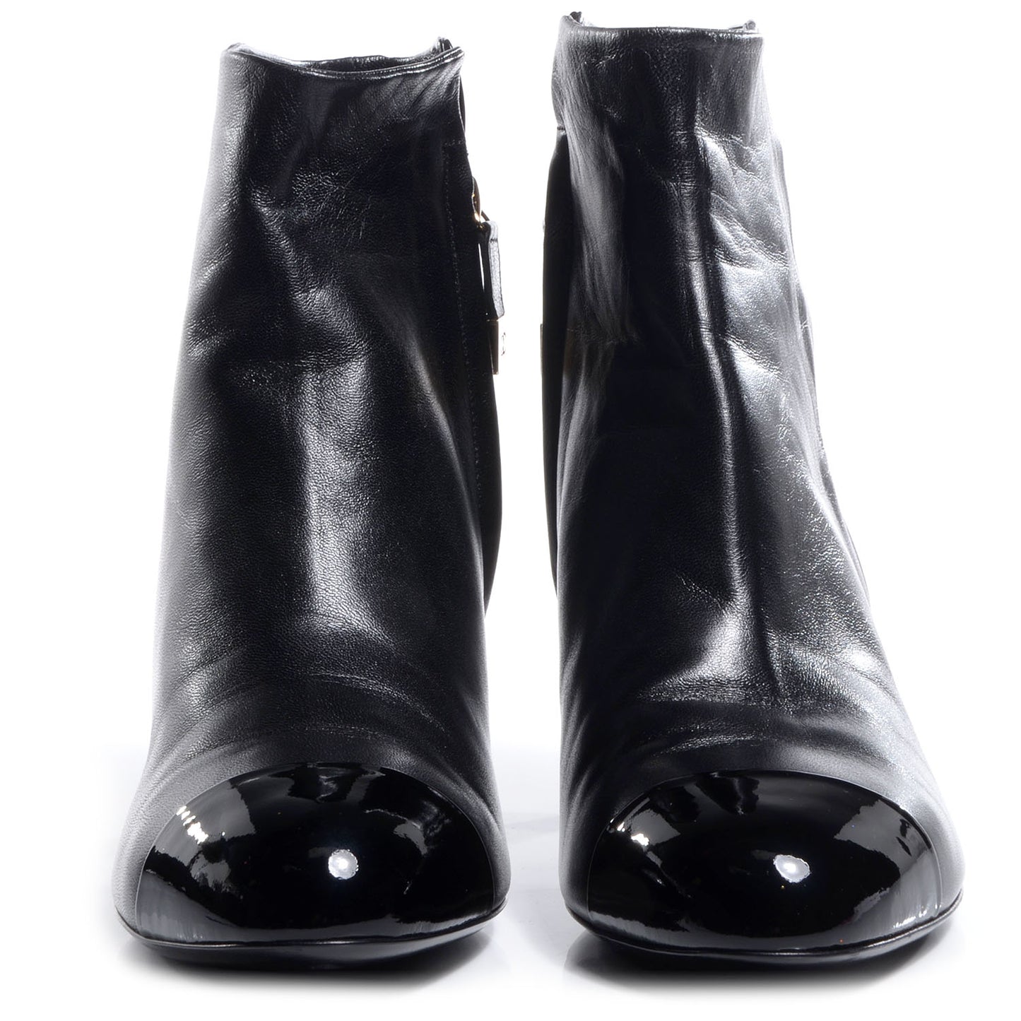 Patent Leather Cap Toe CC Boots 38.5 Black