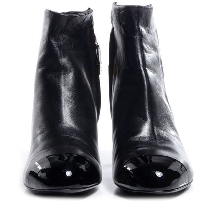Chanel Patent Leather Cap Toe CC Boots 38.5 Black 2 of 7