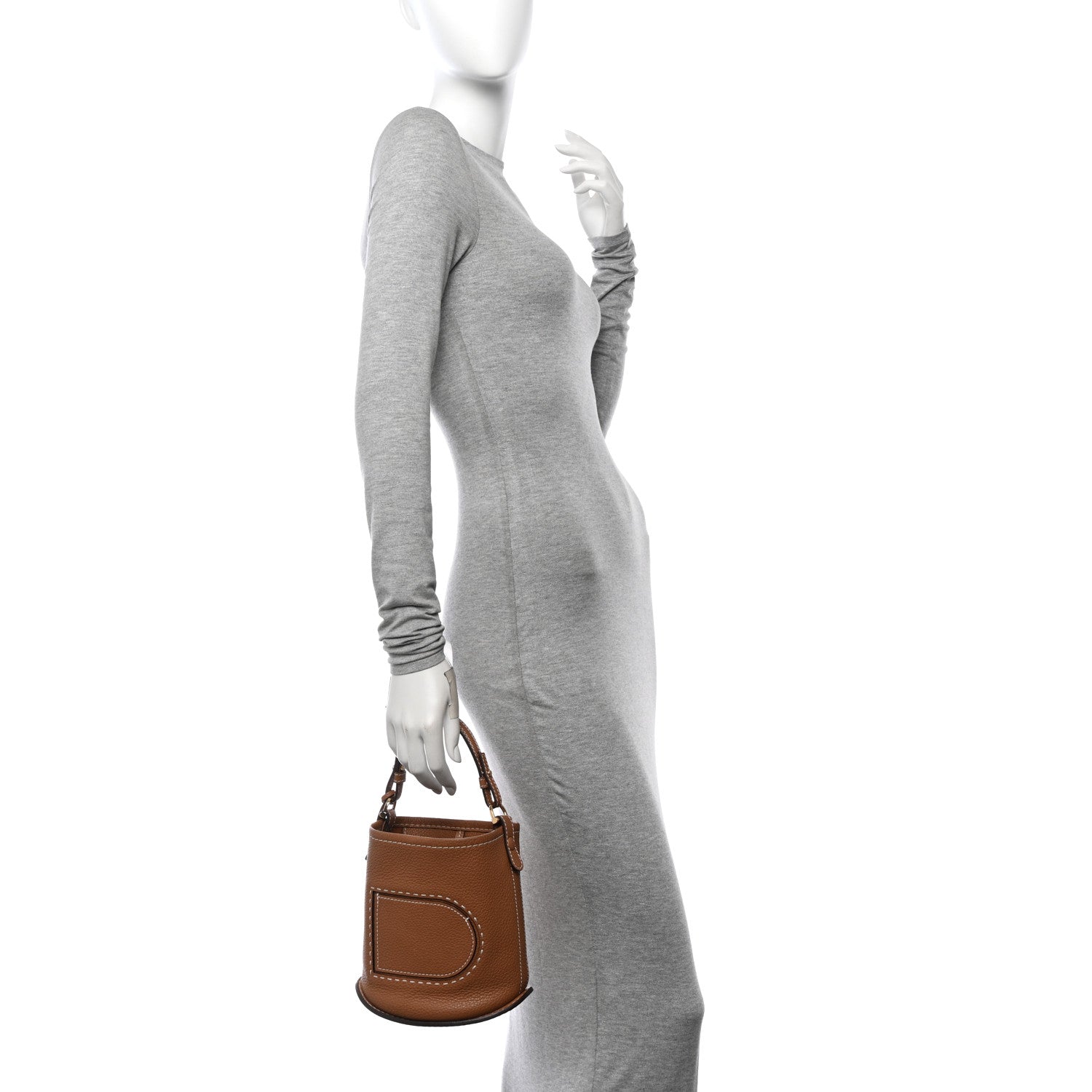 Delvaux Taurillon Mini Pin Daily Surpique Bucket Vegetal Ivory 2 of 9