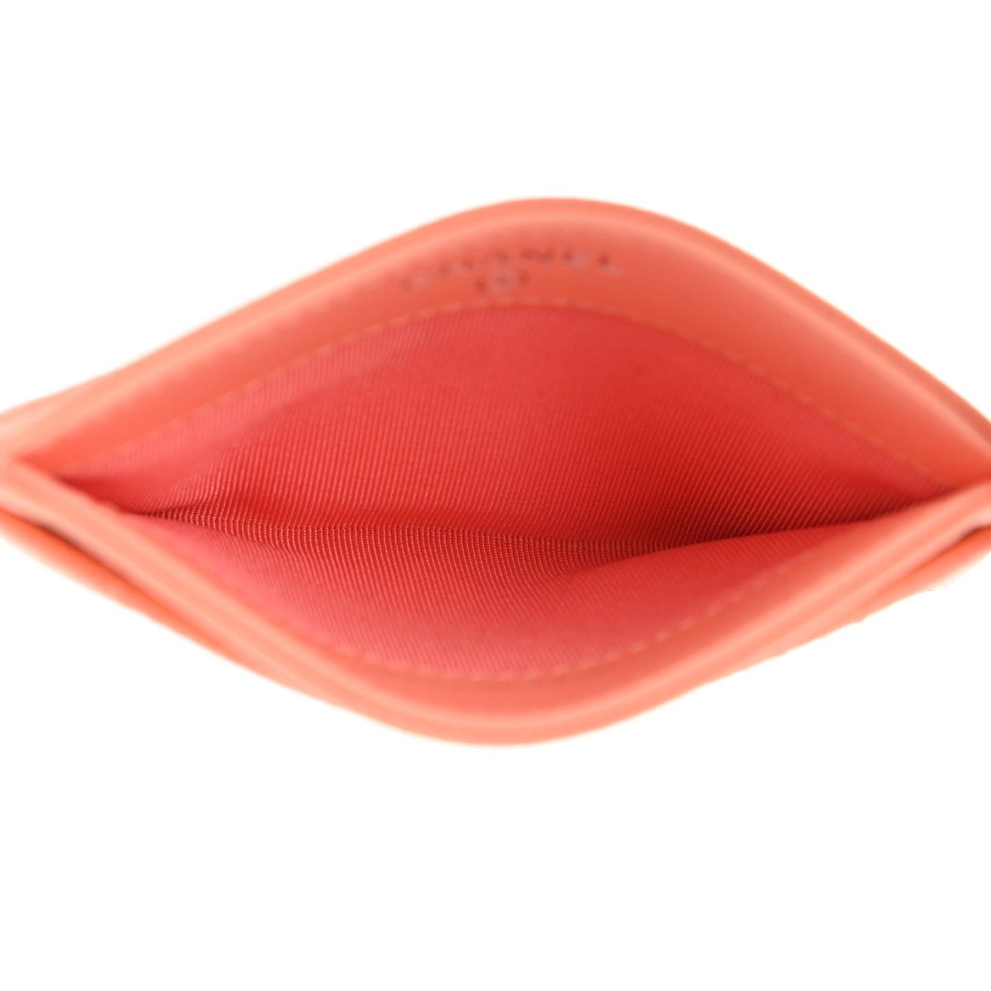 Caviar Quilted Card Holder Coral