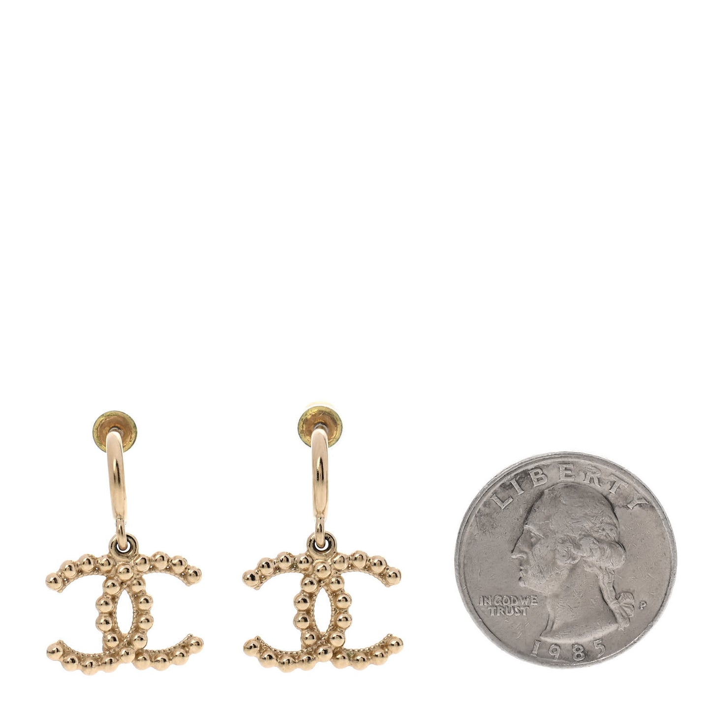 Metal Bead CC Drop Earrings Gold