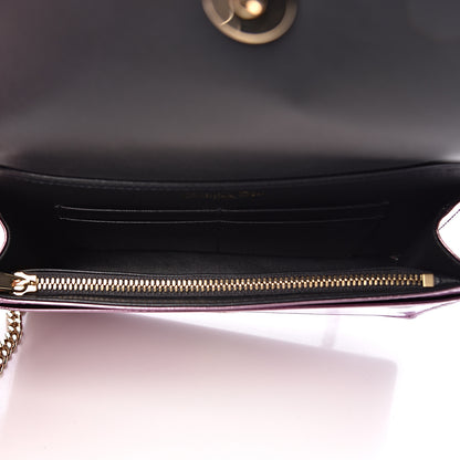 Christian Dior Metallic Patent Micro-Cannage Diorama Wallet on Chain Pouch Pink 5 of 9