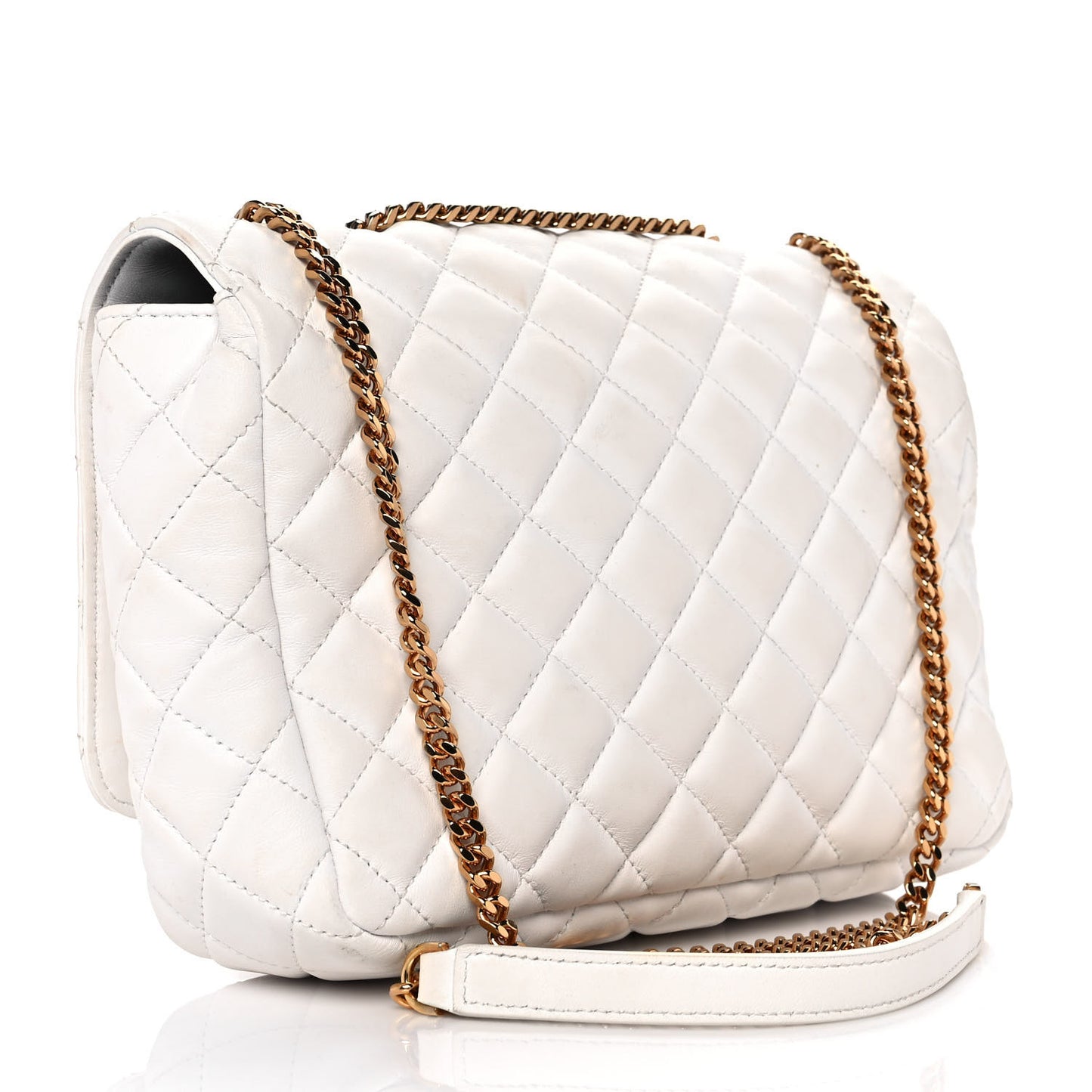 Nappa Quilted Medusa Chain Crossbody White