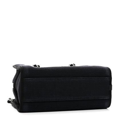 Chanel Mixed Fibers Small Deauville Bowling Bag Navy Blue 4 of 11