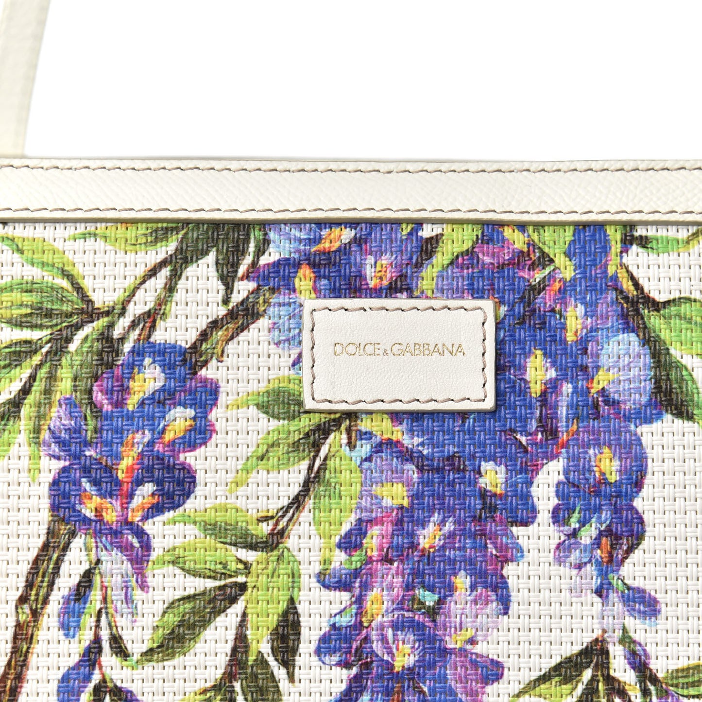 Woven Canvas Floral Print Small Escape Tote White Multicolor