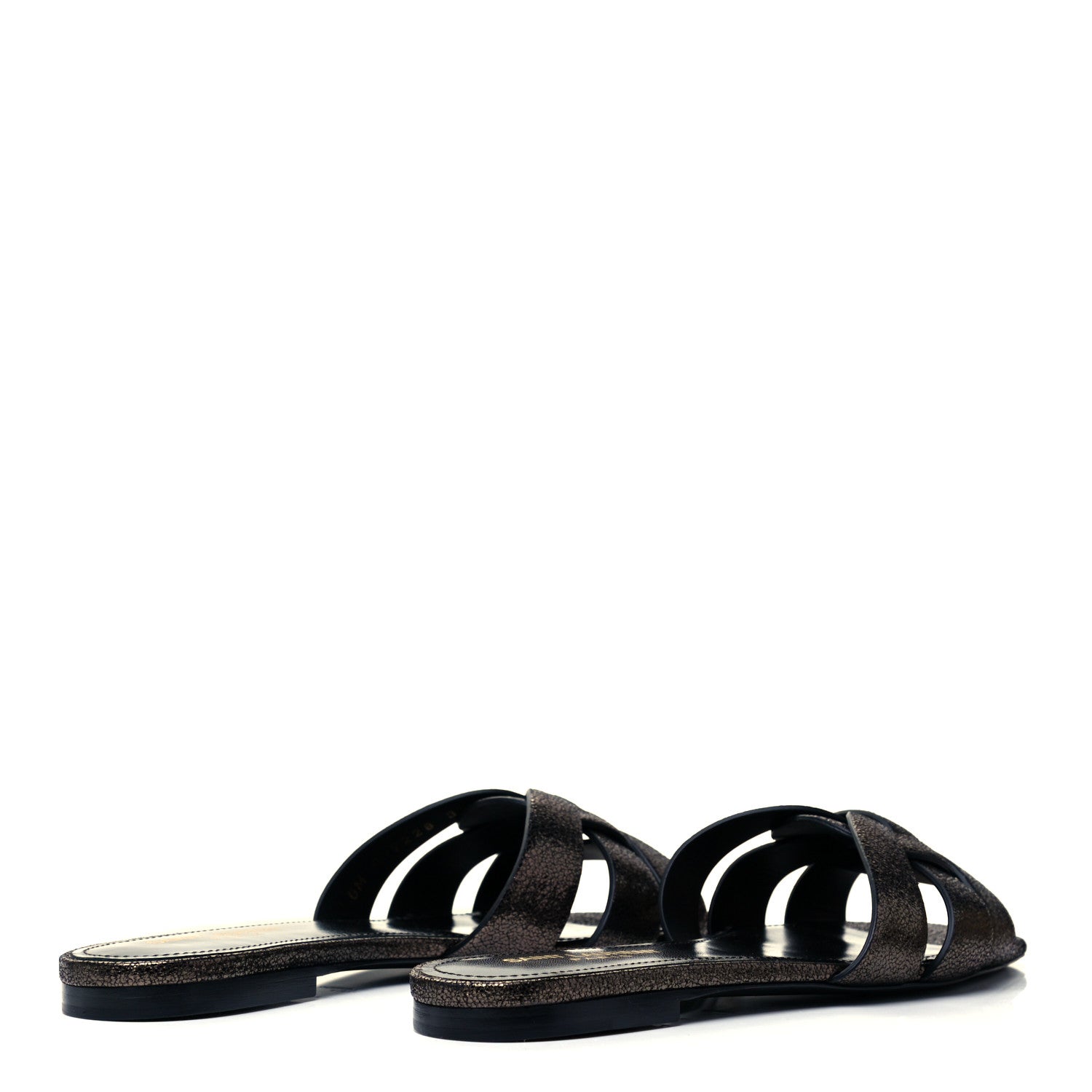 Saint Laurent Evora Nu Pied 05 Slide Sandals 37 Black Gunmetal 4 of 8