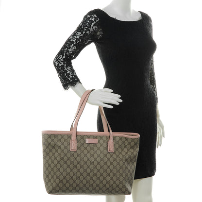 Gucci GG Supreme Monogram Medium Zippered Shopping Tote Pink 2 of 7