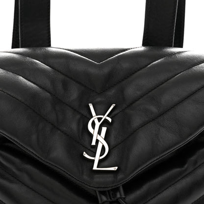 Saint Laurent Calfskin Y Quilted Monogram Small Loulou Backpack Black 8 of 12