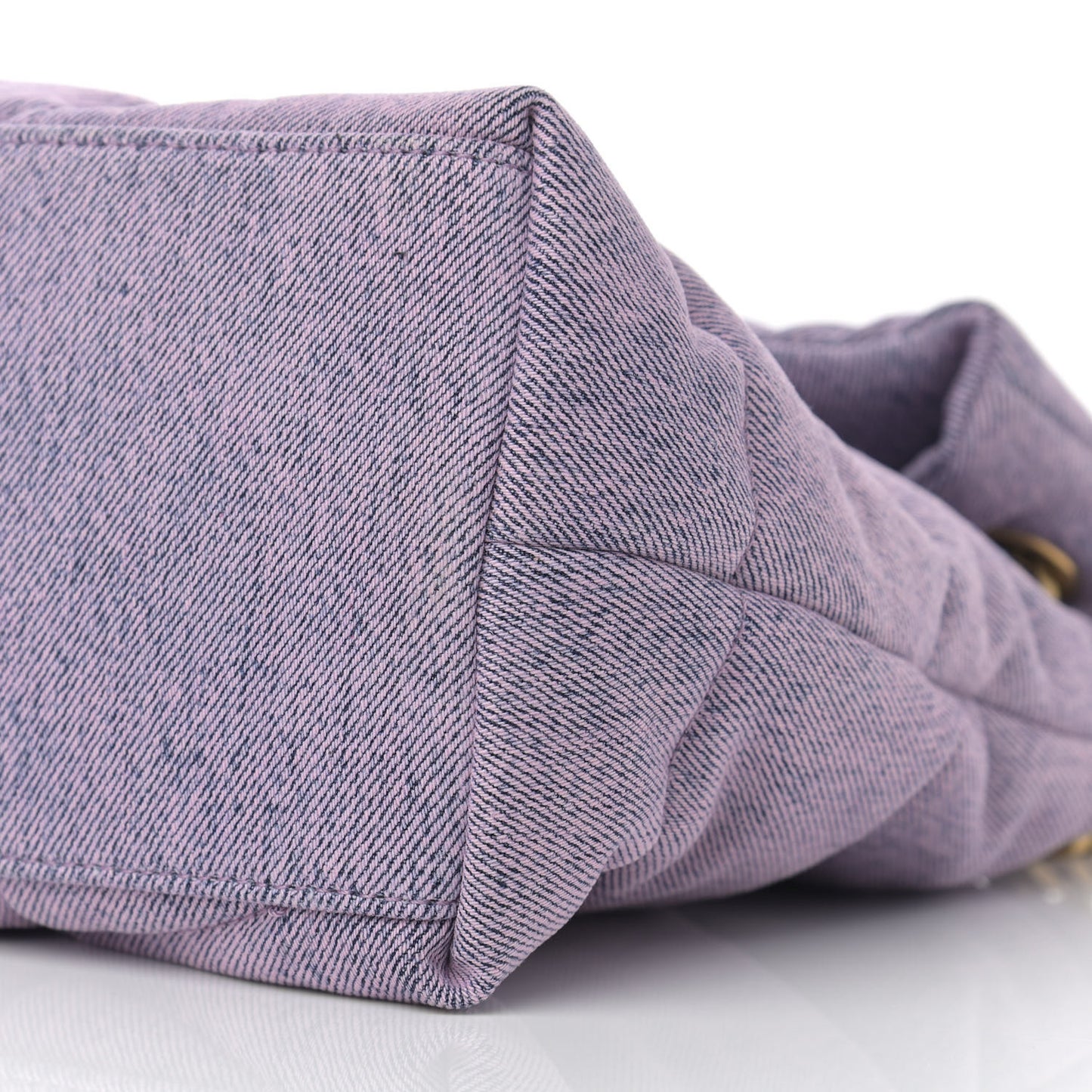 Denim Quilted Medium Loulou Puffer Monogram Chain Satchel Bleached Lilac