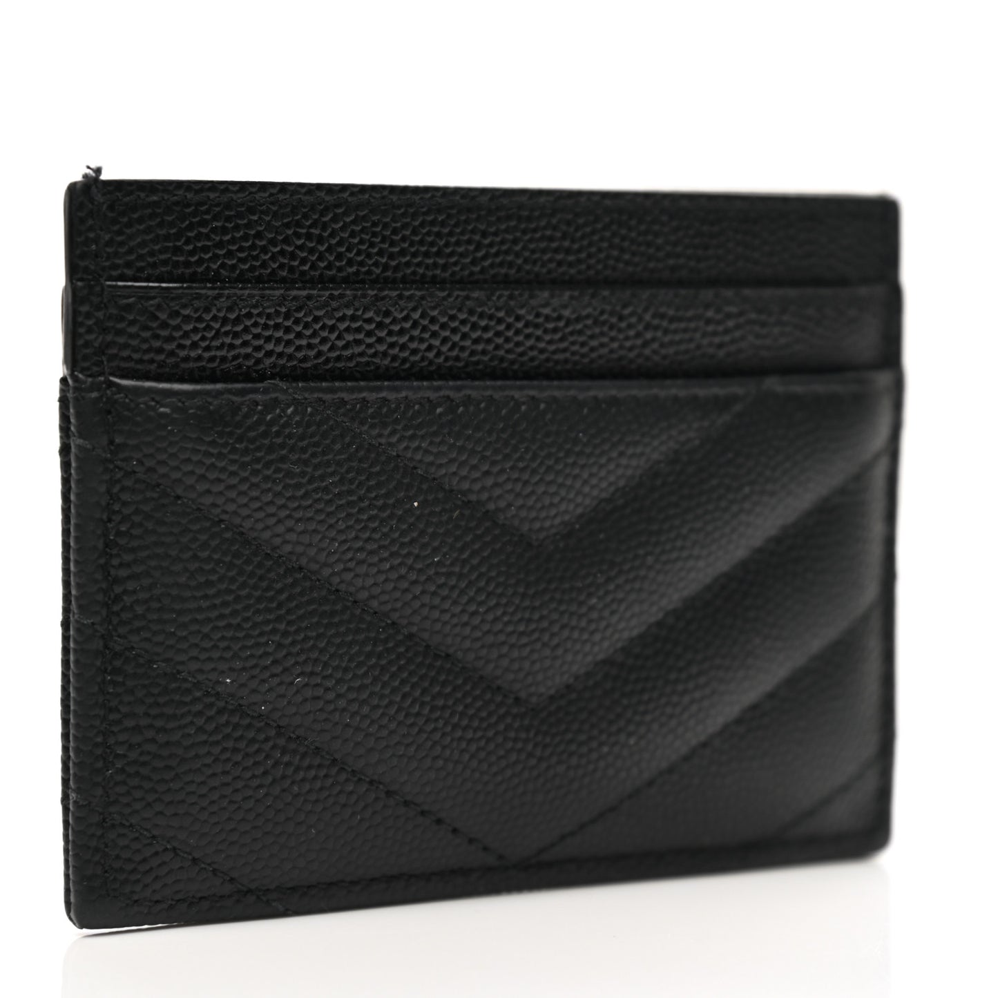 Grain De Poudre Matelasse Chevron Monogram Credit Card Case Black