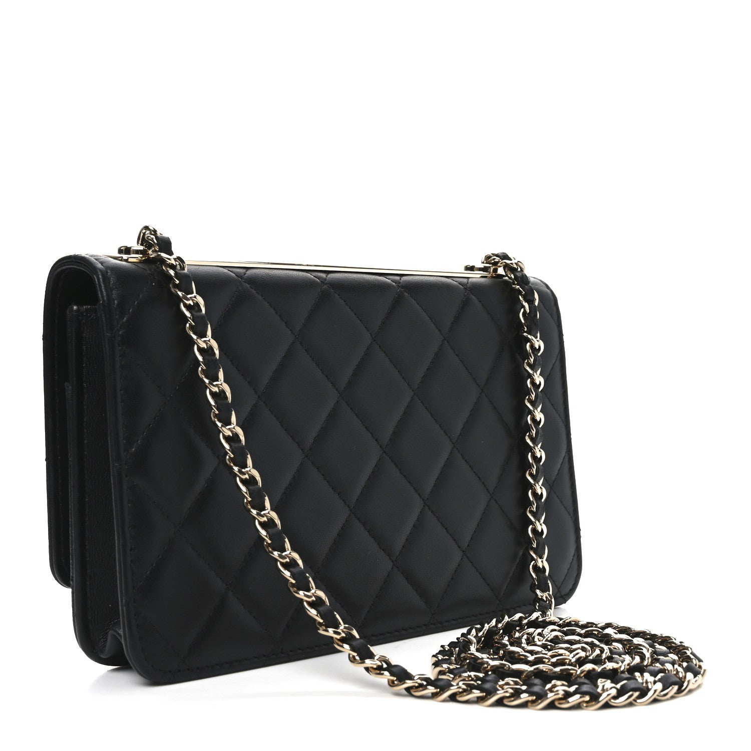 Chanel Lambskin Quilted Trendy CC Wallet On Chain WOC Black 3 of 12