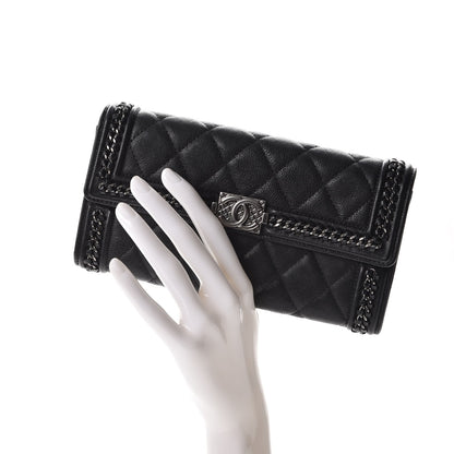 Chanel Calfskin Quilted Boy Chain Around Flap Wallet Black 2 of 8