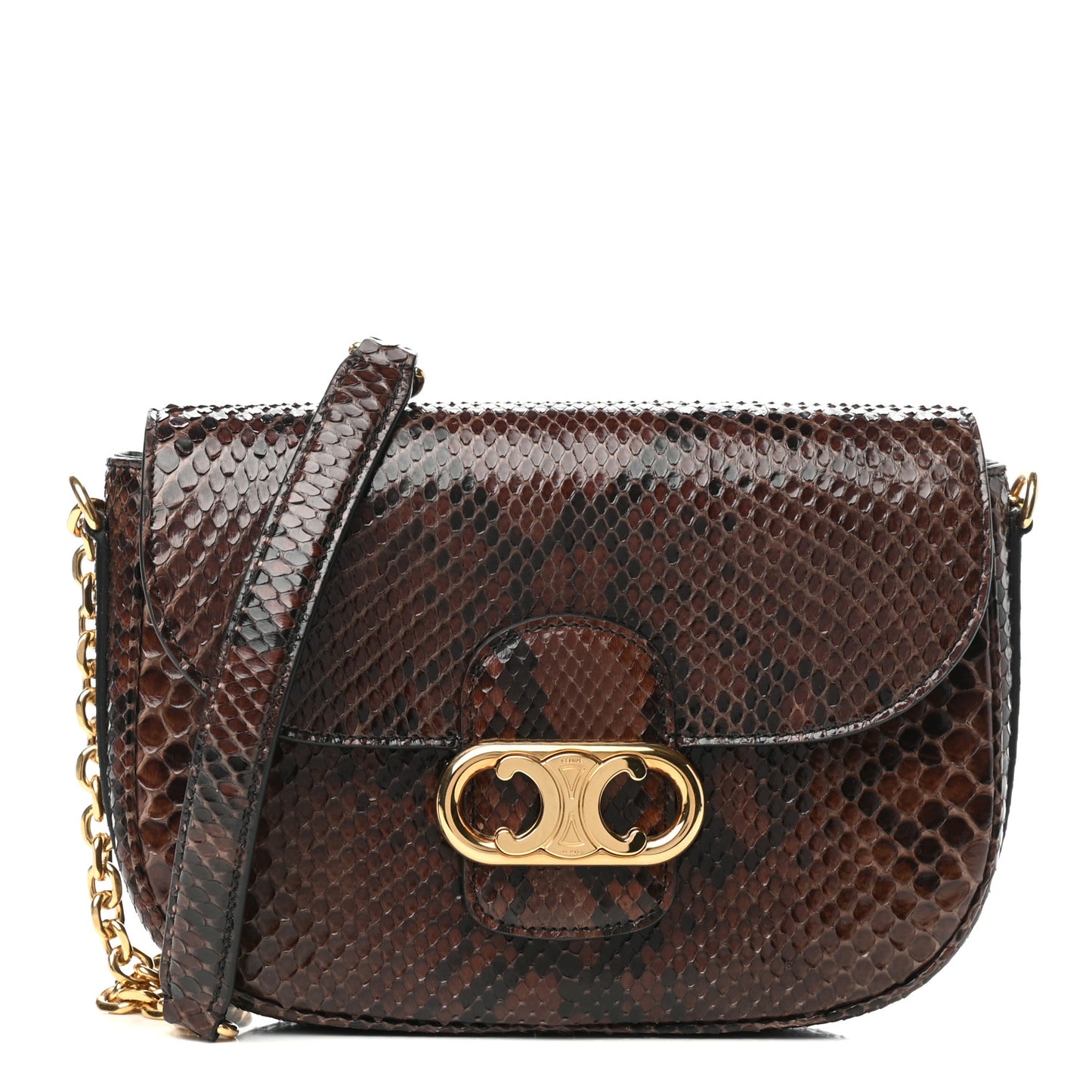 Snakeskin Medium Chain Maillon Triomphe Brown