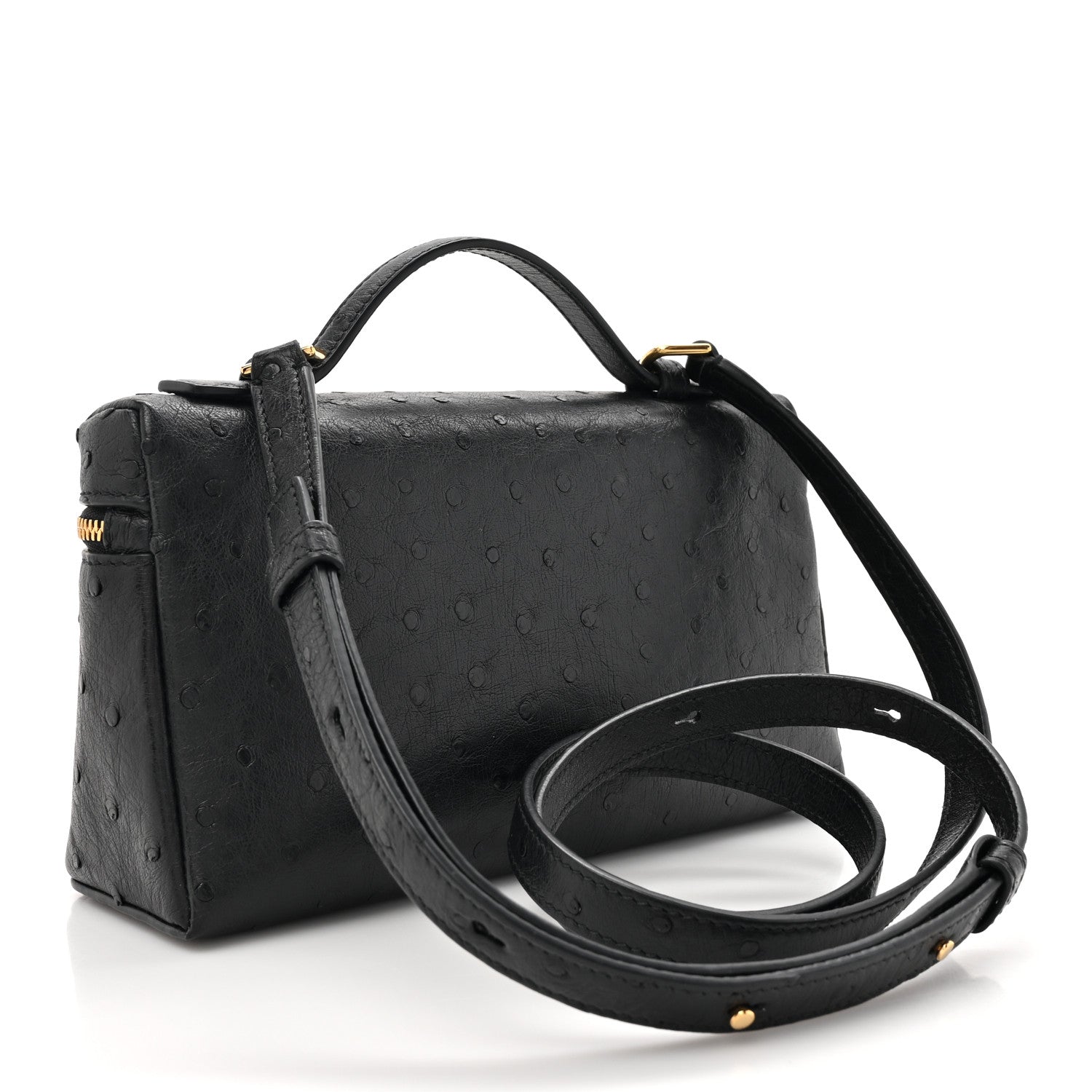 Loro Piana Ostrich L19 Extra Pocket Pouch Black 3 of 12