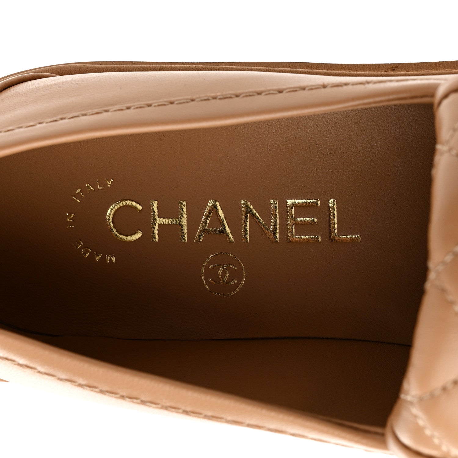 Chanel Lambskin Quilted CC Turnlock Moccasins 39.5 Beige 7 of 10